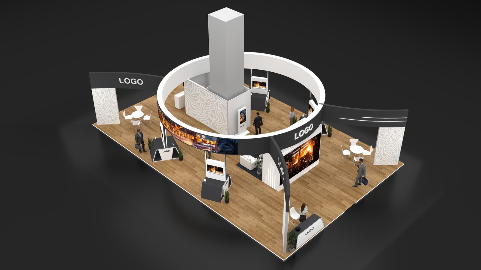 Circular island exhibition stall 3D concept design