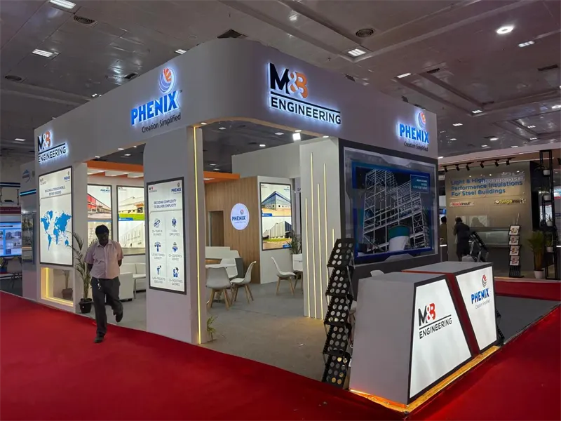 M&B Engineering exhibition stall — Steel Construction Expo 2026 Mumbai | ChalkWalk exhibition stand builders