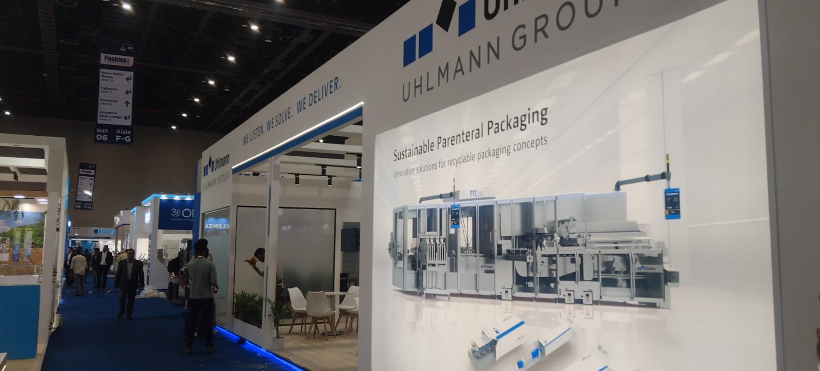 Uhlmann Group booth signage and packaging display