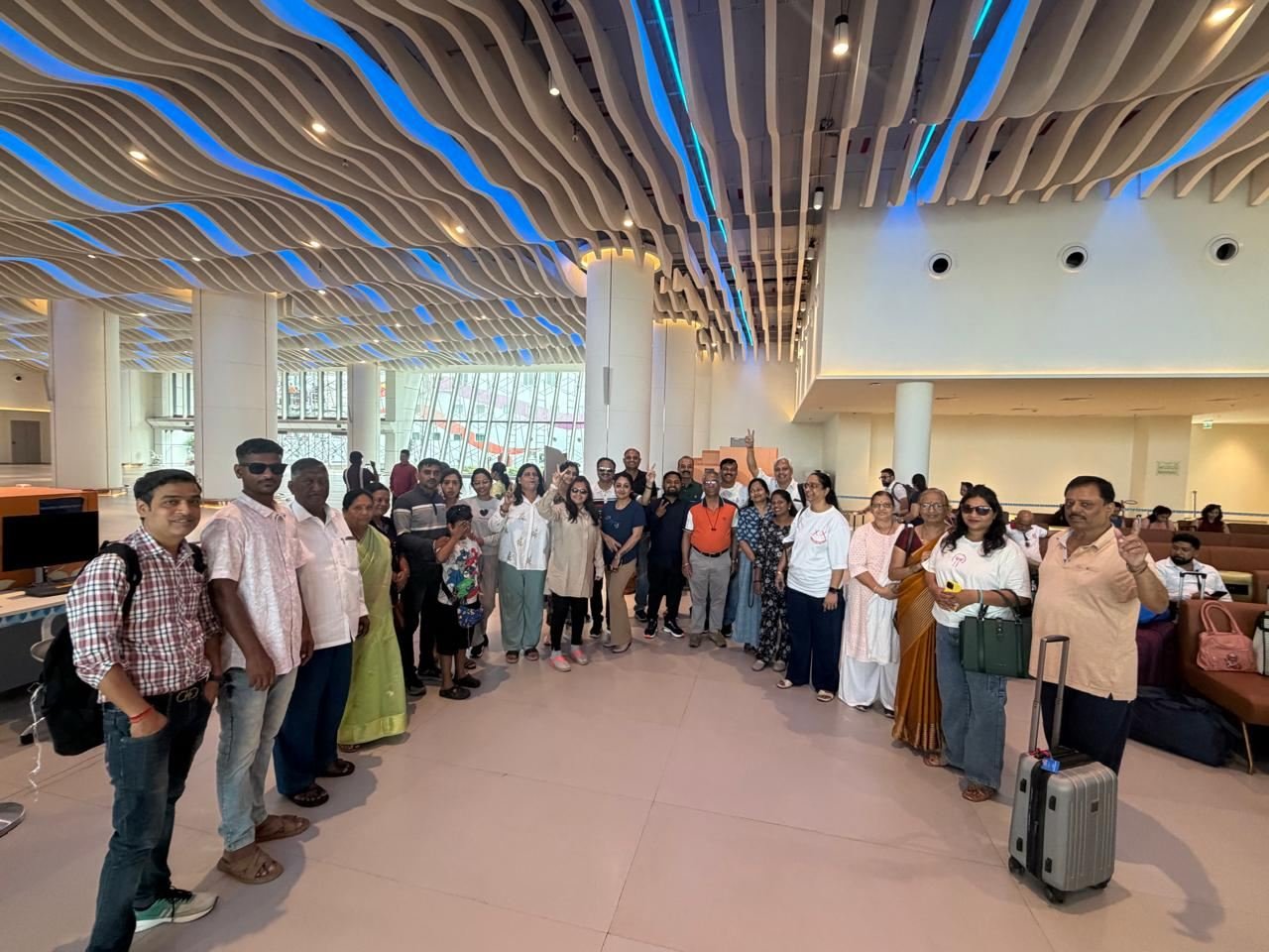 Client incentive trip group at airport departure