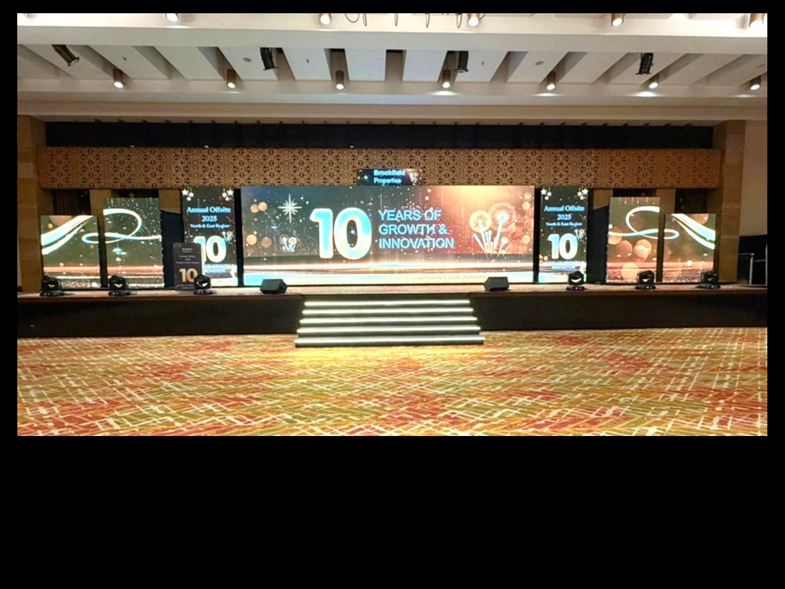 10 Years of Growth anniversary event stage design