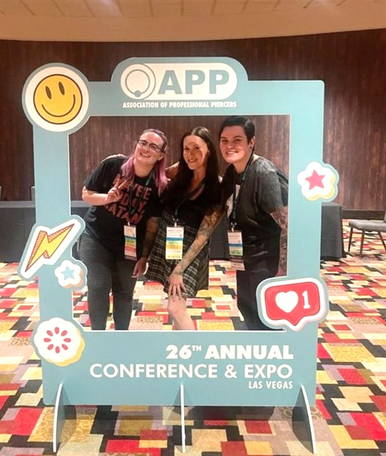 Branded photo frame at an annual conference and expo