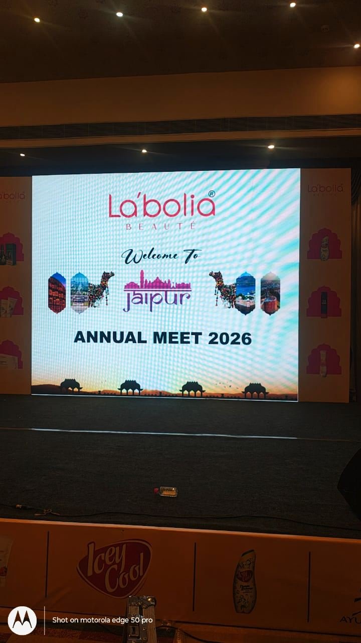 La'bolia Beaute Annual Meet 2026 stage — Jaipur | ChalkWalk corporate event management
