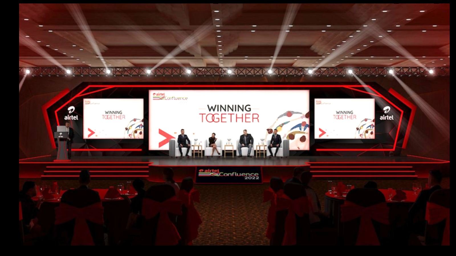 Winning Together corporate conference main stage with delegate seating